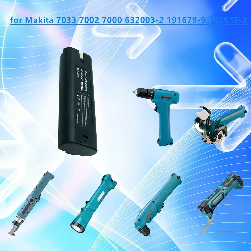 Batteria per elettroutensili da 7,2 V 3,8/4,8/6,8 Ah di ultima aggiornamento per MAKITA 7033 7002 7000 632003 -2 191679 -9 192532 -2 Batteria per utensili da trapano