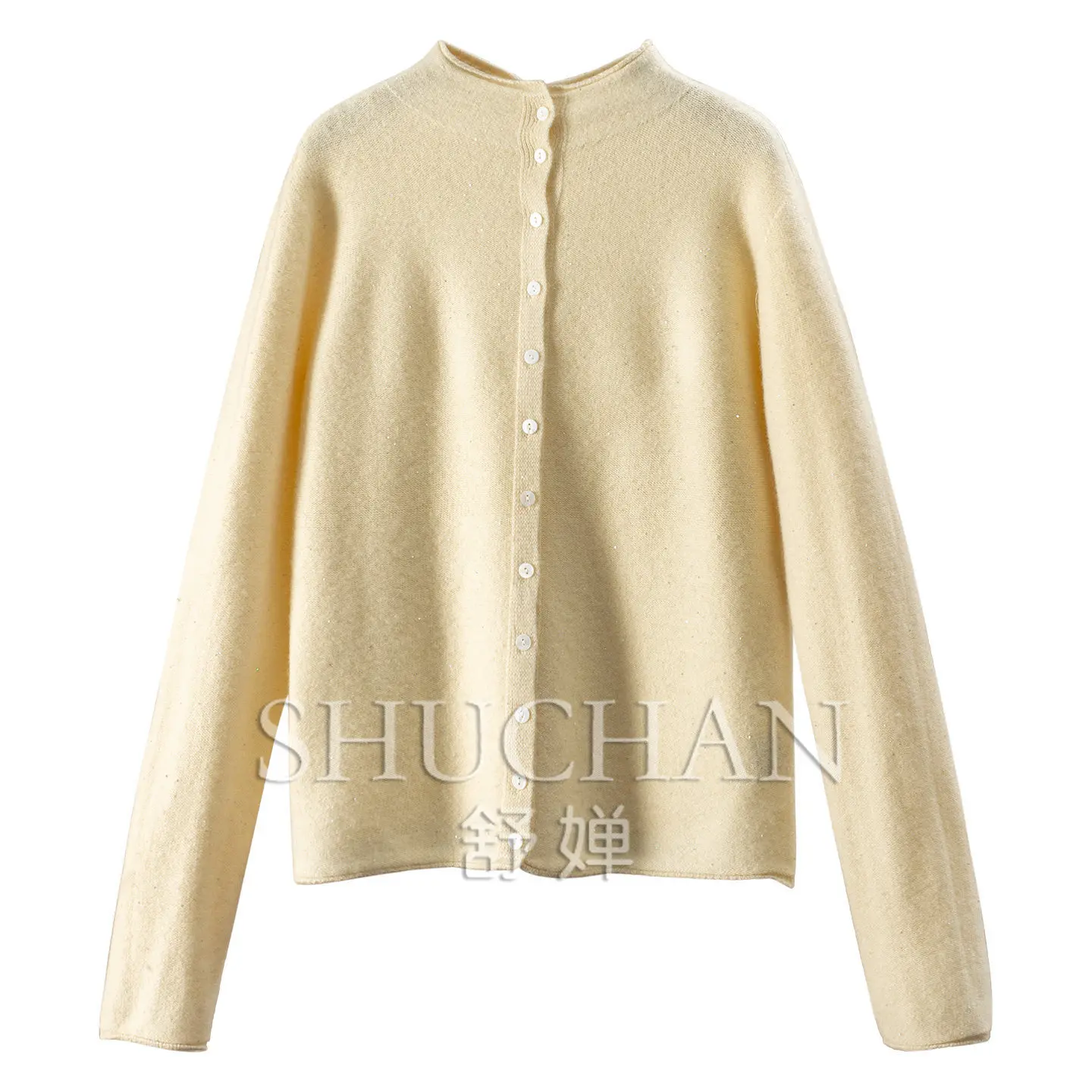 Seamless and Integrated, Sequined Wool Semi-turtleneck Sweater Cardigan Women's F319 sueter mujer invierno 2026