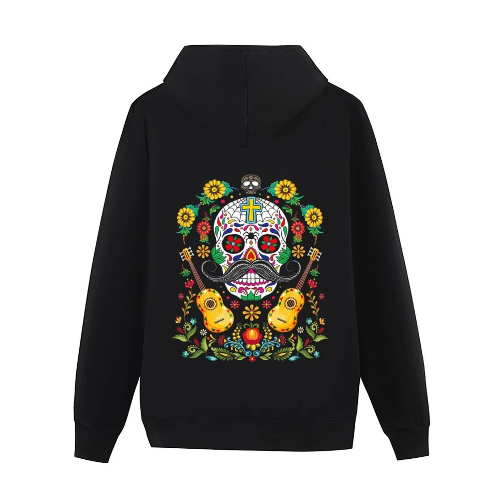 يوم الموتى الغيتار السكر الجمجمة الميت ضياء دي Muertos هوديي مقنعين قميص الذكور الملابس الرجال يرتدون جديد في هوديس وبلوزات