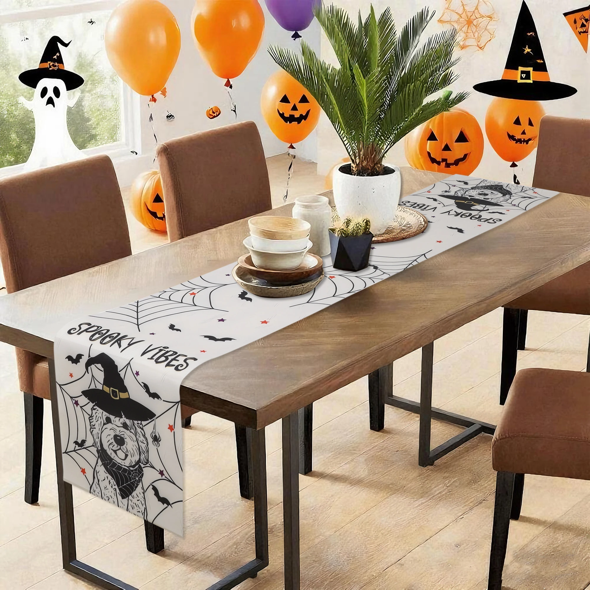 

UXCELL Oxford Fabric 183x33cm Table Runners Halloween Spider Web Table Runner for Home Kitchen Dining Table Party Decorations
