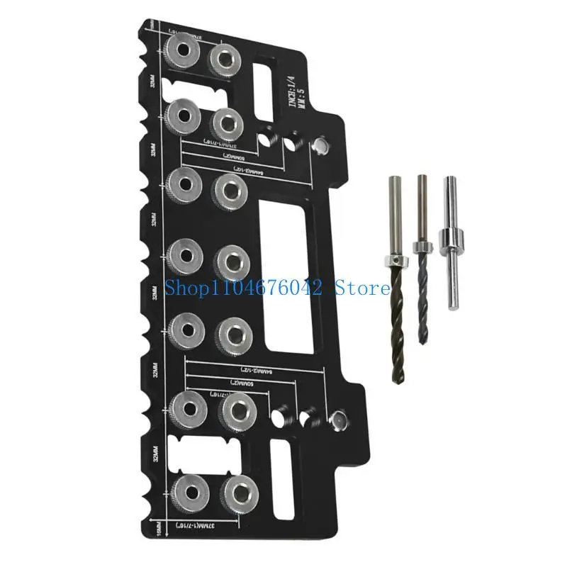 652F Cabinet Hardware Jig Aluminum Shelf Pin Drilling Templates Woodworking Tool Cabinet Hinges Jig Drill Guide