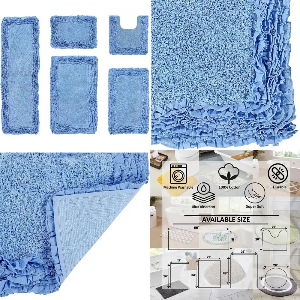 

luxurious soft shaggy border cotton bath mat - plush and comfortable