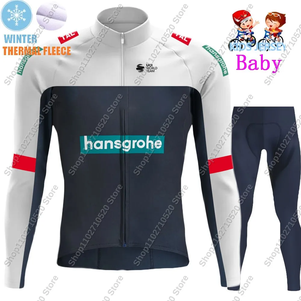 2025 Kids Slovenia Boraful Hansgrohe Team Cycling Jersey Set Boys Girls Cycling Clothing Long Sleeve Cycling Kits Road Bike Suit