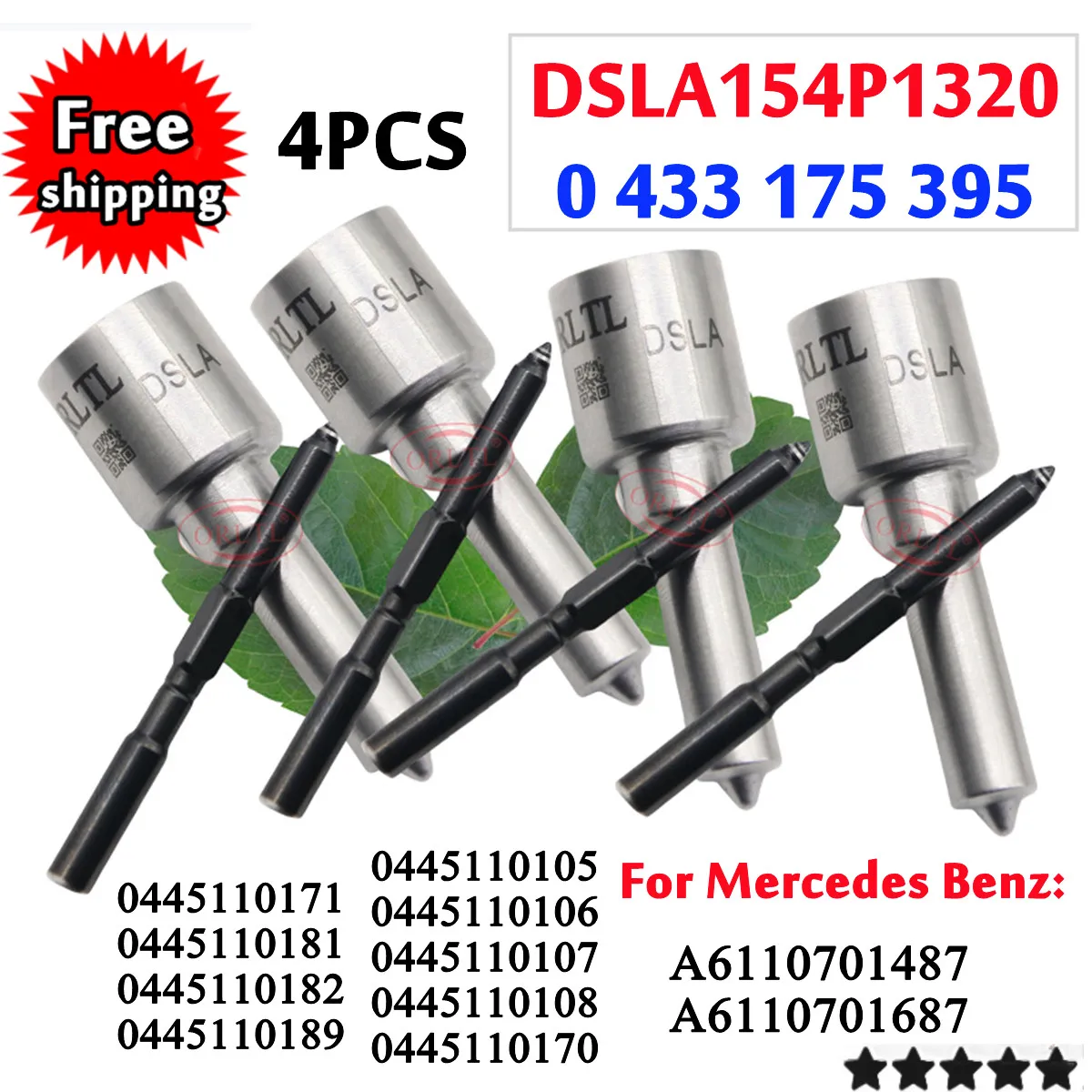 

4PCS DSLA154P1320 0433175395 Diesel Injection Nozzle for Mercedes Benz 0445110171 0445110181 0445110182 0445110189 0445110190