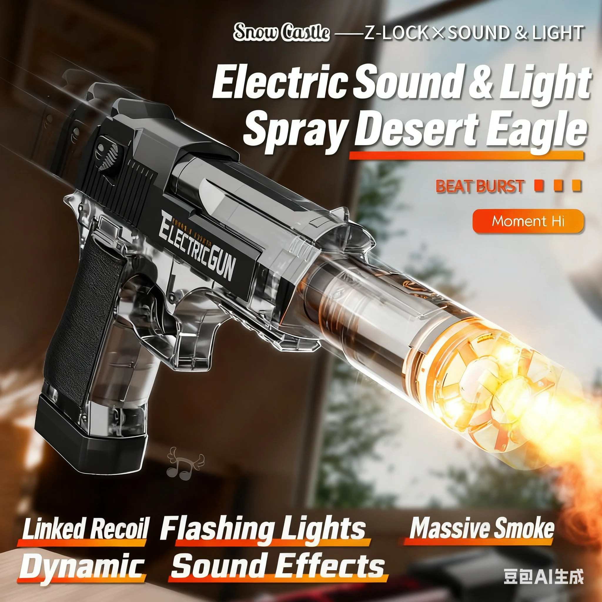 2025年 キッズ向け人気 電動スプレー＆ウォーターガン サウンド＆ライト付き 模擬銃玩具 屋外アクティビティ スプレー振動ガン玩具