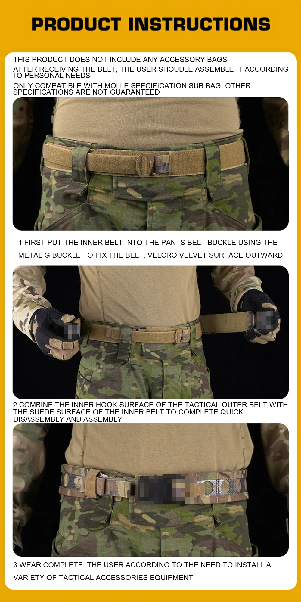 Ferro Style Taktischer Bison-Gürtel, 2-lagig, Schnellverschluss, Metallschnalle, MOLLE-System, Outdoor, Jagd, Schießen, Airsoft, Hüftgurt, Ausrüstung – Detail 7