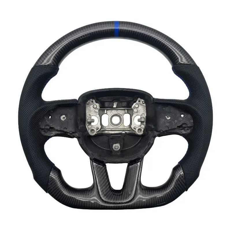 

Перфорированное кожаное рулевое колесо из углеродного волокна по индивидуальному заказу для автомобильного руля Dodge Challenger SRT