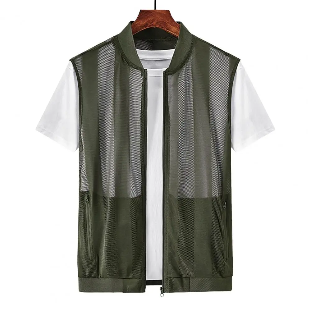 Summer Mens Mesh Hollow Ultra-thin Waistcoat Fashion Quick Dry Multi-pocket Fishing Hiking Travel Outdoor Vest Jackets Men Top