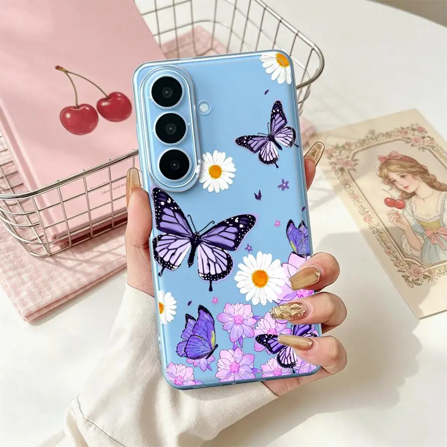 Beautiful Sunflower Butterfly Case for Samsung Galaxy A36 A13 A57 A26 A24 A14 A16 A25 A51 A52 A37 A55 A23 Phone Cover A56 A27