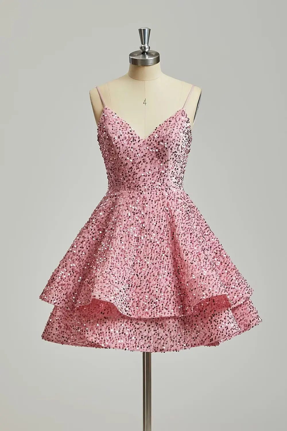 

Sequin Homecoming Dresses Tiered for Teens 2025 Short Sparkly Spaghetti Straps Mini Prom Cocktail Party Gowns Wedding Guest Gown