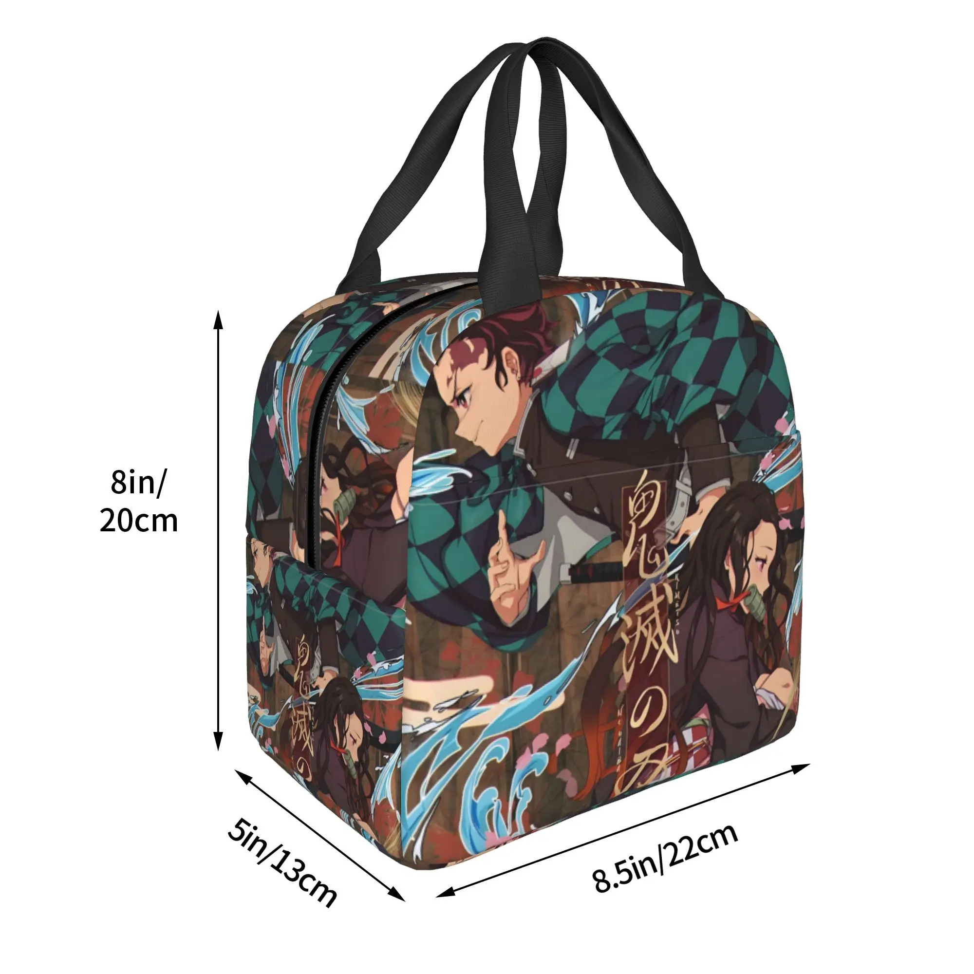 Custom Japanese Demon S-Slayer Lunch Bag Men Women Comic Warm Cooler Insulated Lunch Boxes for School view 4