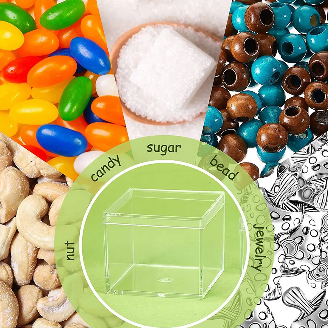 8 Pieces Of Transparent Acrylic Plastic Square Square Jewelry Box Mini Storage Box with Lid Mini Square Container 120Ml