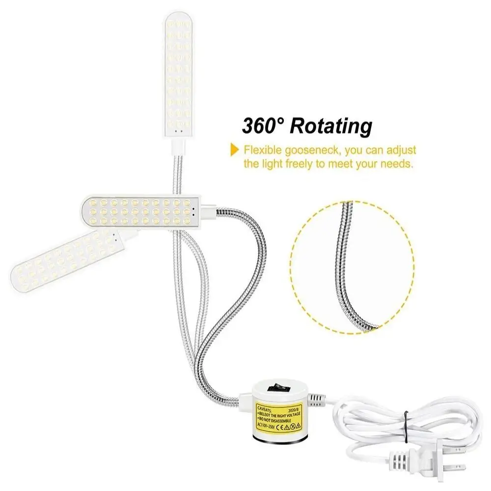 Flexible Sewing Machine Light Adjustable Super Bright Goose Neck Work Lamp Plastic Magnetic Base Industrial Lights Workbench