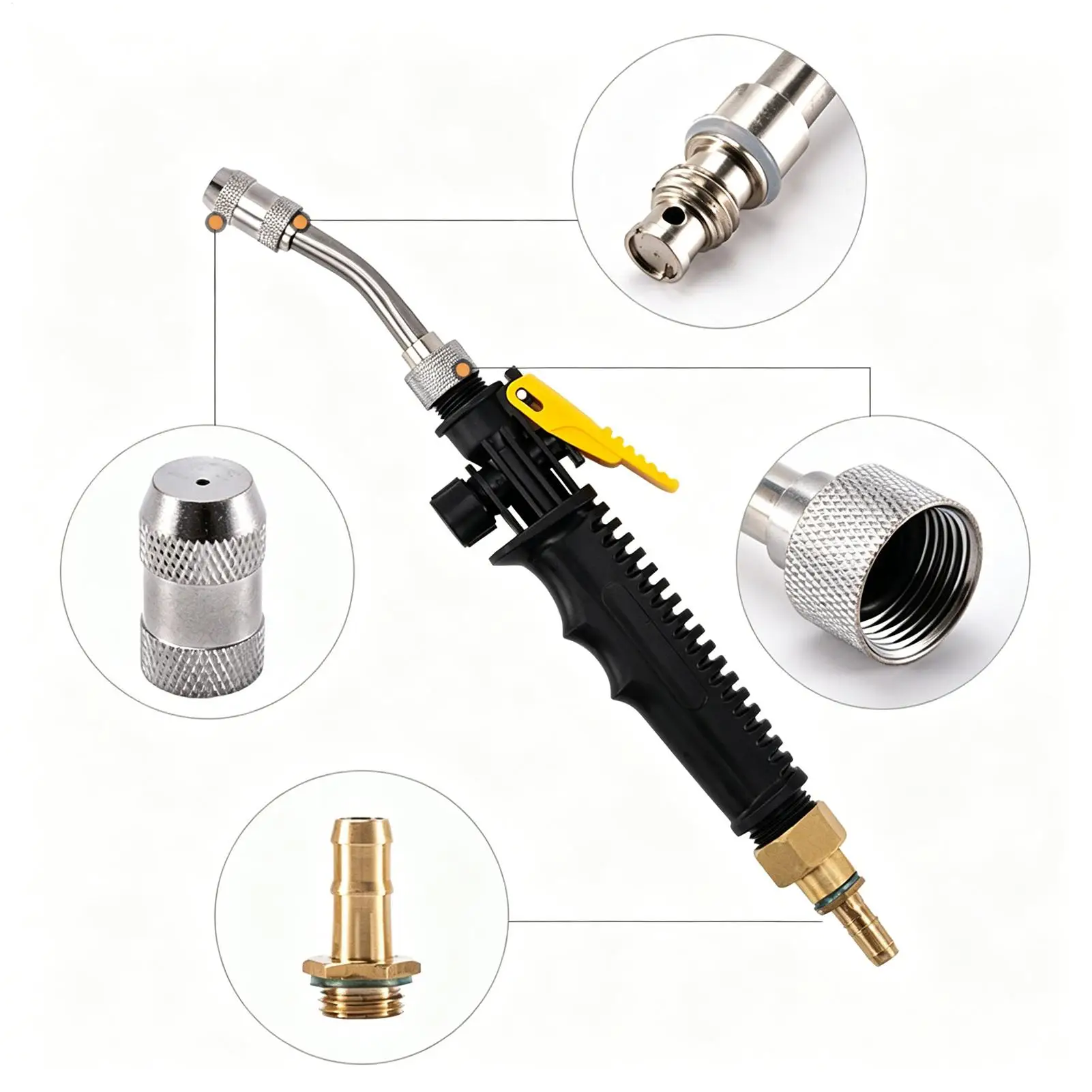 

High Pressure Garden Hose Nozzle Stainless Steel Portable Automotive Sprayer Detachable Adjustable Length Car High Pressure