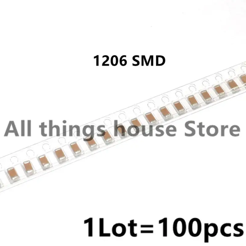 100PCS 1206 SMD Capacitor Kit 16V 25V 10UF 22UF 33UF 47UF 100UF 106 107 226 336 476 K/M/Z X7R Capacitance 1206 10UF