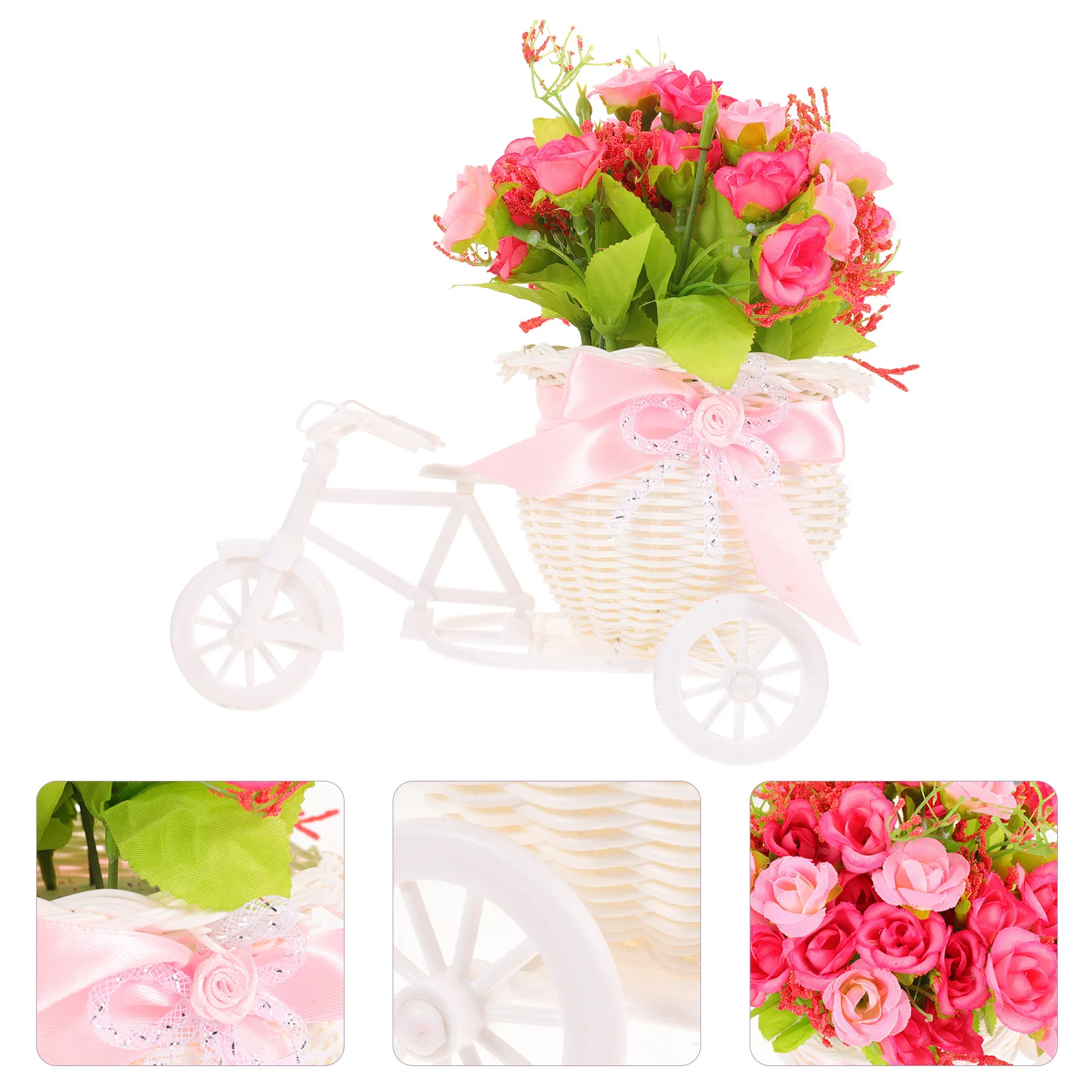 

Bicycle Artificial Flower Ornament Realistic Tricycle Flower Basket Decorative Decor for Living Room Office Garden