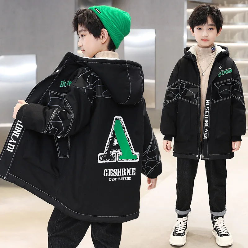 4-14-years-boy-winter-down-cotton-jacket-2023-new-fleece-lined-thickened-long-section-outerwear-warm-fashion-boy-winter-clothes