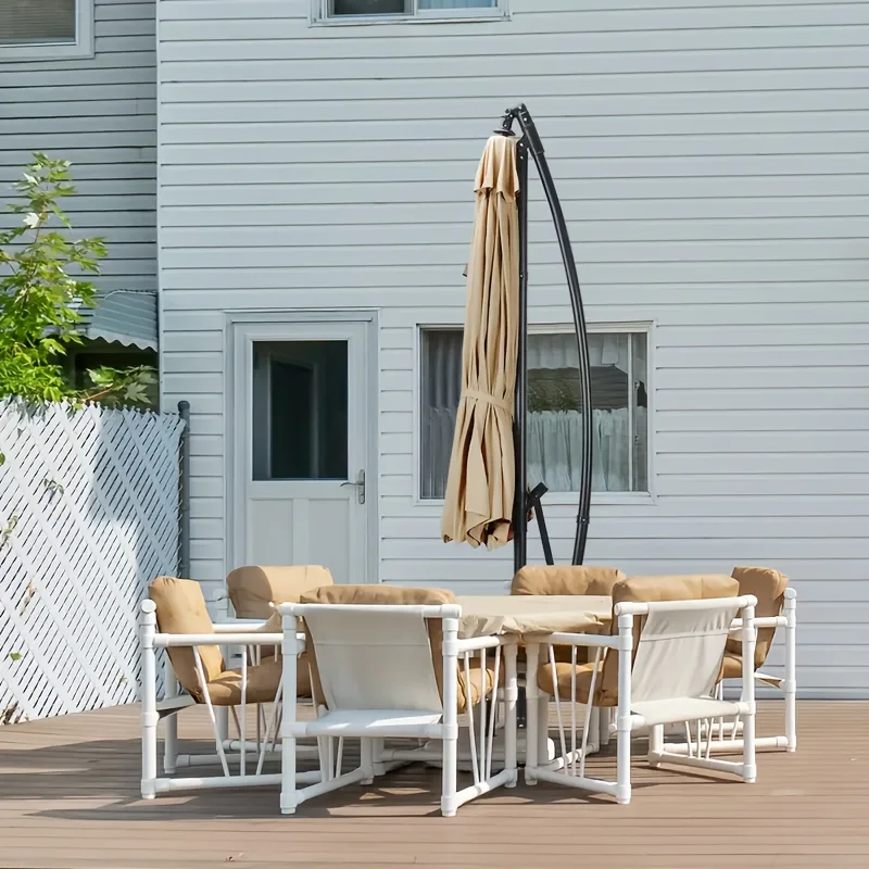 

10-футовый зонт для патио на солнечной энергии, уличный зонт для рынка с ручным приводом, защита от УФ-излучения UPF50