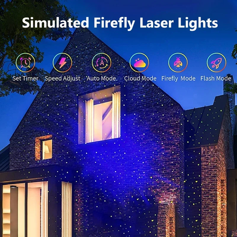 Outdoor Garden Projector LED Firefly Laser Light Waterproof Stage Light Wedding Party Christmas Garden Decoration