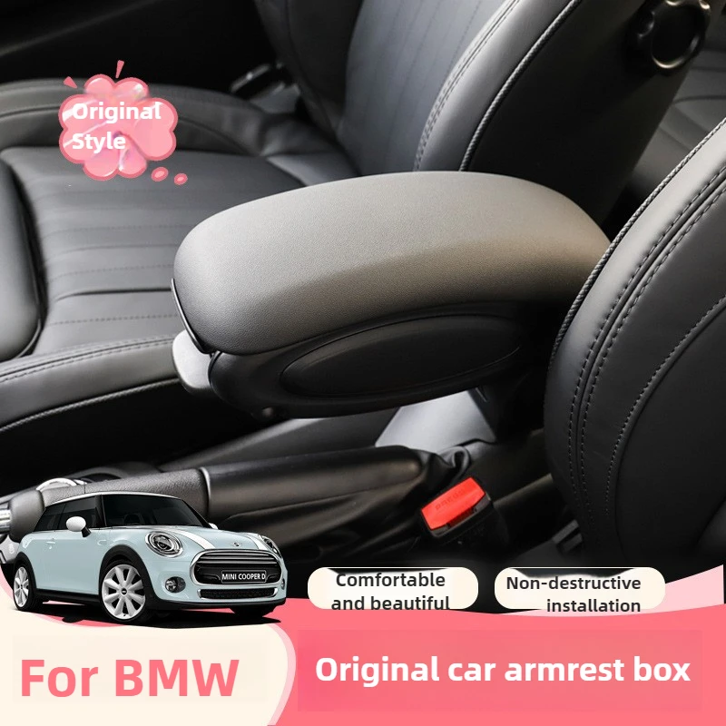 

For BMW MINI Cooper S F55 F56 F57 Center Console Armrest Storage Box Organizer Tray with Lid Interior Accessories Upgrade Black