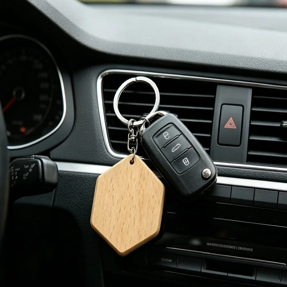 

Wooden Keychain Cute Handbag Pendant Male and Female Key Accessories Beech Wholesale Customized Laser Creative Car Keys