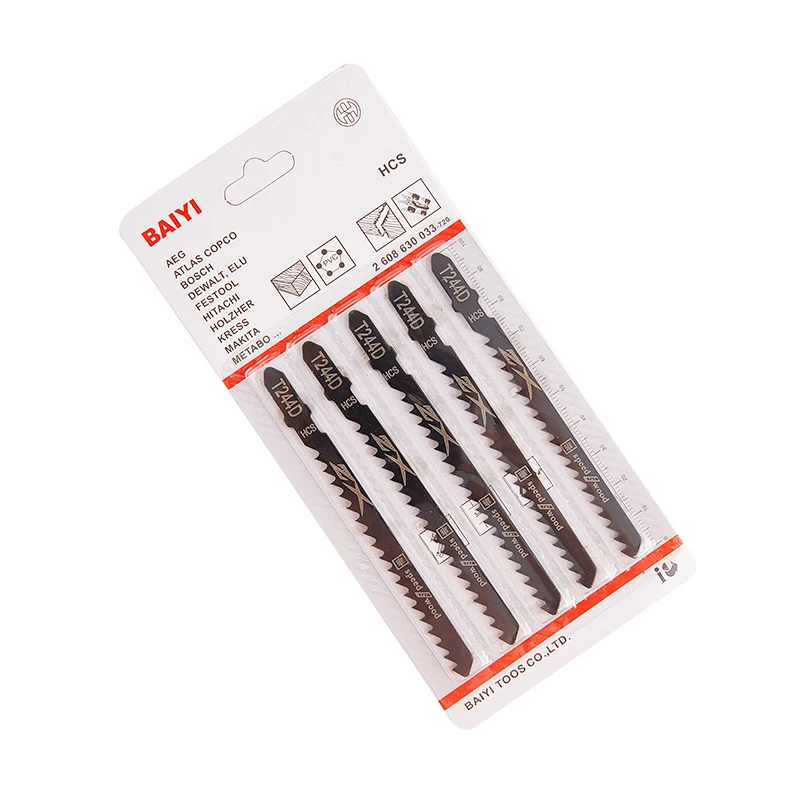 5 pçs/set HCS 6T Jig Saw Lâminas T244D/T344D para Corte Rápido Corte Reto 4 Mm Comprimento dos Dentes Lâminas de Serra 100*1.2mm Lâmina de Serra