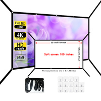 100 inch hanging hole extended projection screen. Foldable and ironable. Easy to clean, no need to worry about getting dirty
