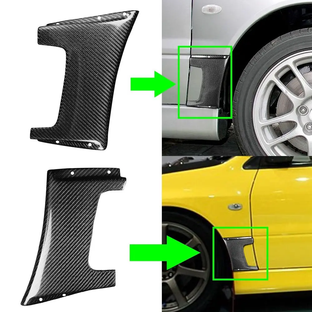 2Pcs Real Carbon Fiber Car Front Fender Side Cover Trim Auto Tuning Accessories For Mitsubishi EVO 7 8 9 Lancer Decoration Parts