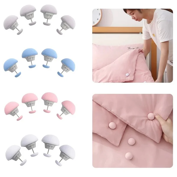 

4Pcs Mushroom Macaron Shaped Bed Sheets Buckle Clips Quilt Fixer Holder Blanket Clip Cover Fastener One Key Unlock Non-slip