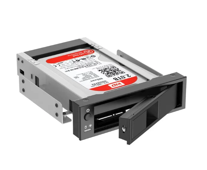 1106SS 5.25 Trayless Hot Swap Mobile Rack CD-ROM 3.5 Inch Internal SATA Hard Drive SSD Adapter - Black