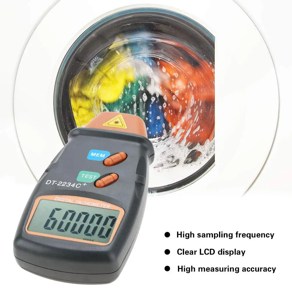 Non-Contact Digital Laser Photo Tachometer 2.5-99999 RPM Meter LCD Speed Gauge Tester for Motor Engine Lathe Machine