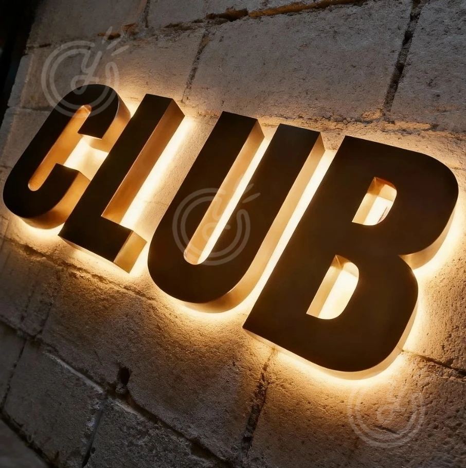 علامات معدنية مخصصة ثلاثية الأبعاد شعار الفولاذ المقاوم للصدأ مكتب لتزيين الحائط الليزر الجمال الإعلان صالون قطع استوديو Led النيون بار الحلاق