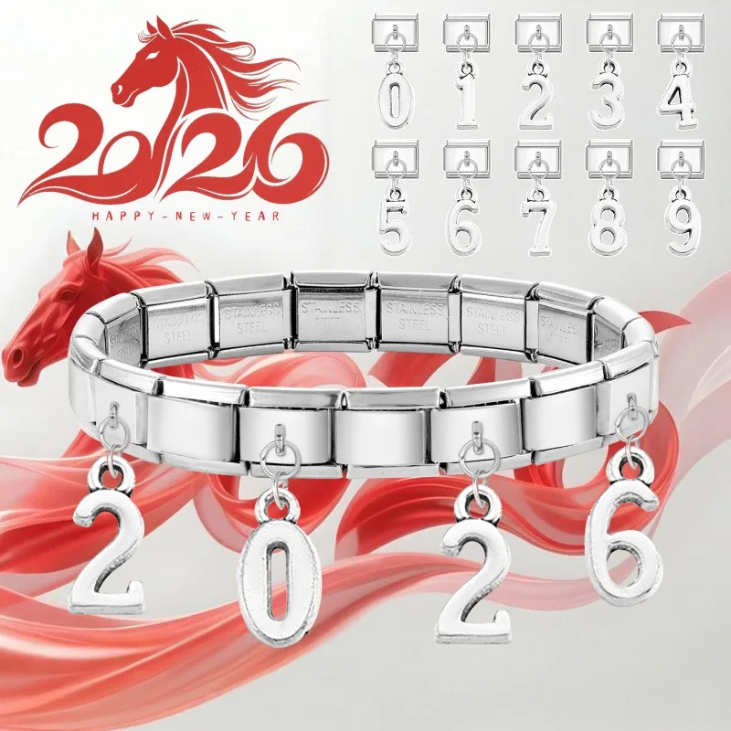 أحدث صيحات الموضة للرجال والنساء 26 قلادة بحروف إنجليزية وصلات ساحرة تناسب سوار 9 مللي متر من الفولاذ المقاوم للصدأ صنع مجوهرات ذاتية الصنع