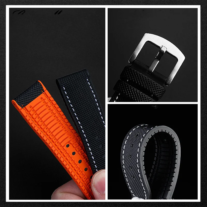 For CITIZEN Sky Eagle second-generation Black Angel JY8085/8075 fluororubber silicone strap Universal brand watches 22MM