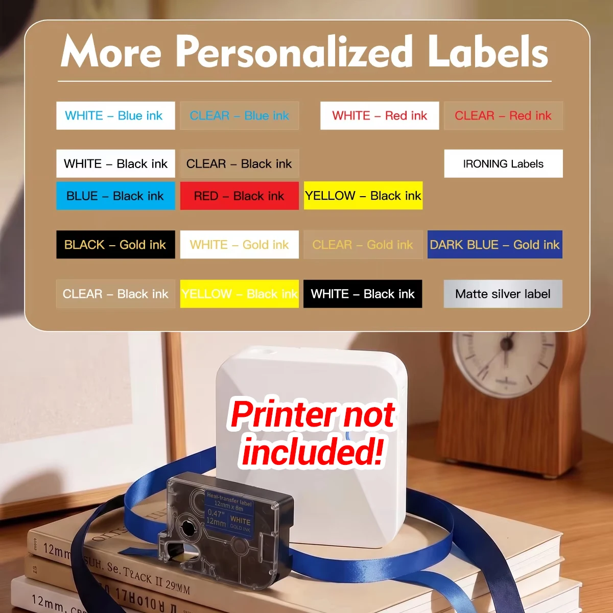 For Marklife R15 Mini Satin Ribbon Tape Printer DIY Arts Crafts Gift Wrapping Color Ribbon & Label Sticker for Party Decorations