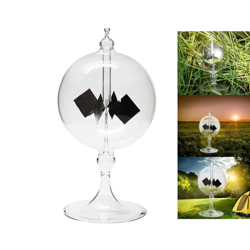 Crookes Radiometer Handmade Solar Power Glass Windmill with 4 Spinning Vanes