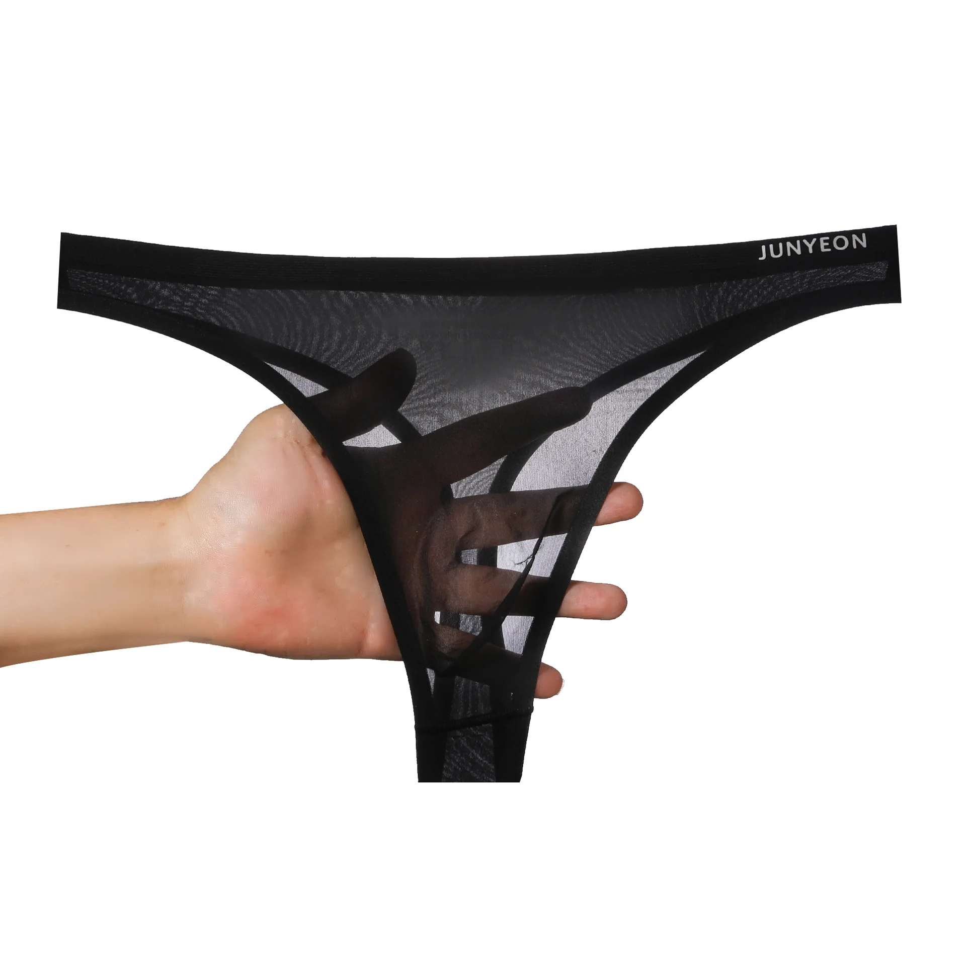 Seamless Men G-string And Thong Underwear Sexy Ice Silk Ultra-thin Panties Breathable 3D Pouch Design T-Back Underpants Tanga view 2
