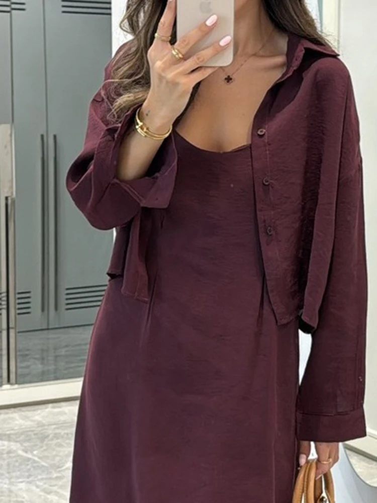 

Casual Long Sleeve Blazer&Maxi Dress Sets Fashion Solid Color Loose A-line Dress Two Piece Sets Ladies Elegant Commuting Outfits