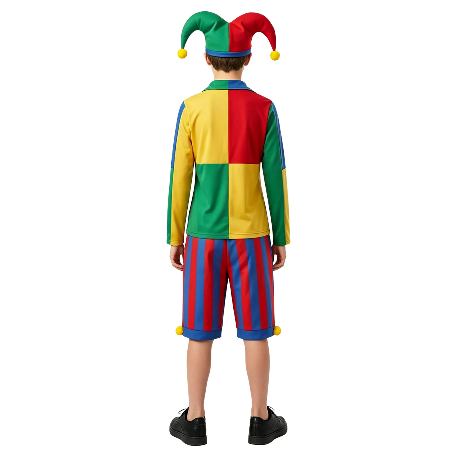 Boys Clown Costume Set 2 Pcs/3 Pcs Circus Color Block Costume Long Sleeve Top Shorts /Jumpsuit with Clown Hat for Party Stage