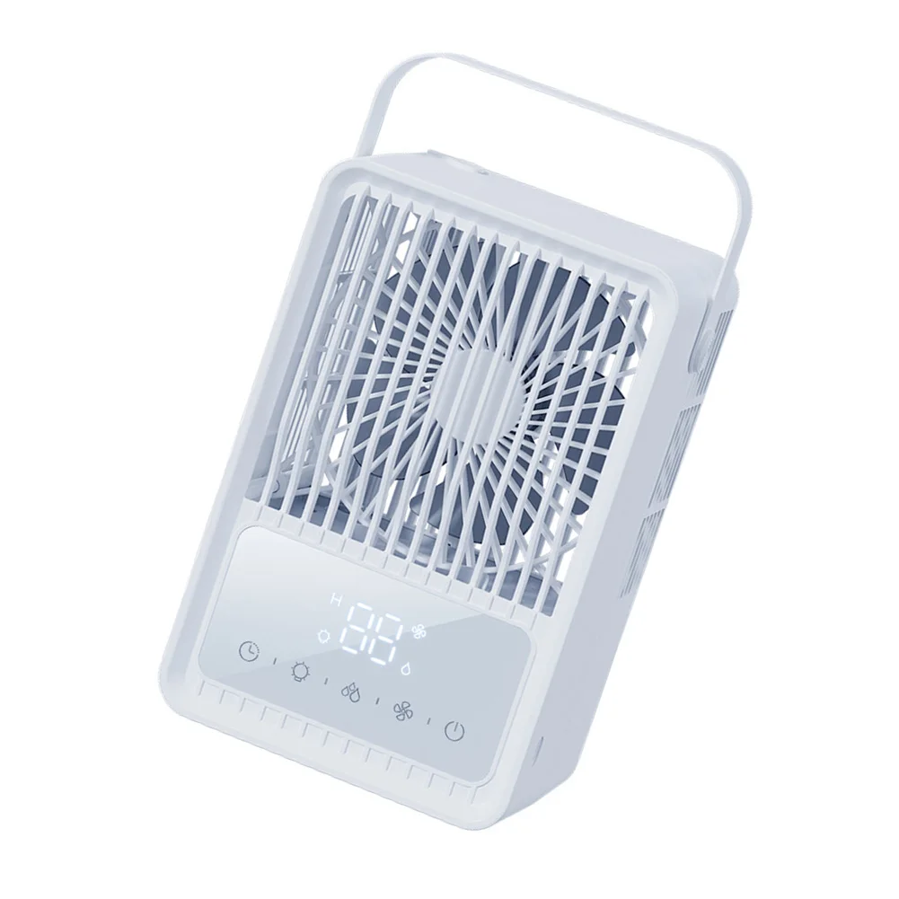 For Hot Summer Days Silent Misting Fan Humidifier With Led LED Light Portable Fan Cooling Fan White Compact Design