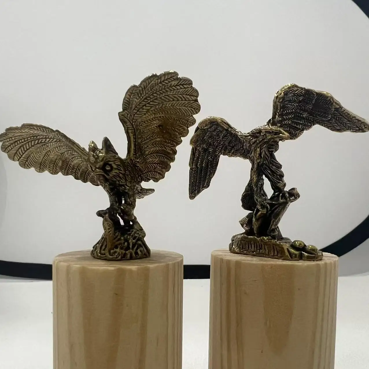 2 pieces collectible figurines pure brass old owl ornaments creative owl home office desktop ornaments