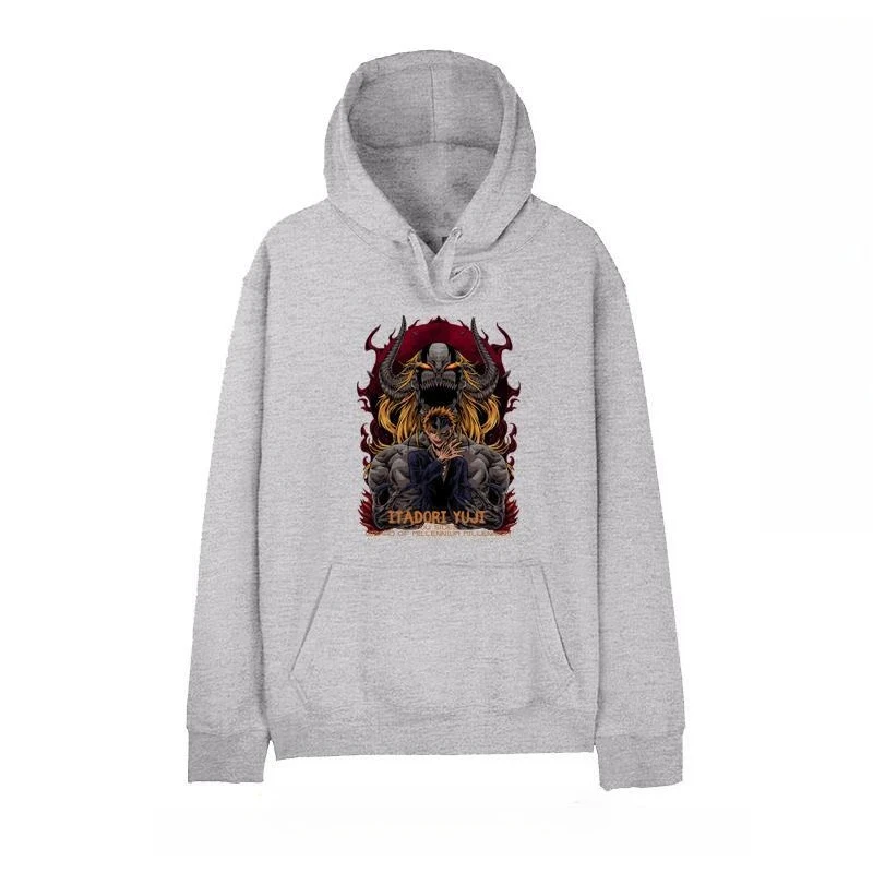 سترة رياضية بغطاء للرأس من Spell Back Battle Knotweed Hisahito Five Wufu Black Hui Print Fall New للجنسين بغطاء للرأس حراري مقاس كبير