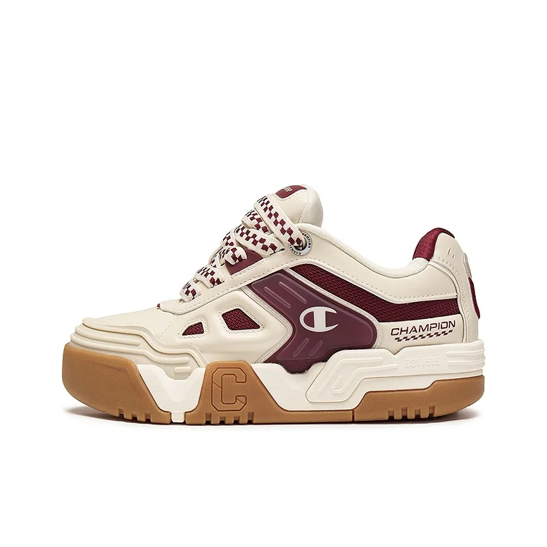 Champion Textile, Synthetic Leather, TPU Low top Skateboard Shoes Women's Milk White/Preppy Red U6AFCTW02L1