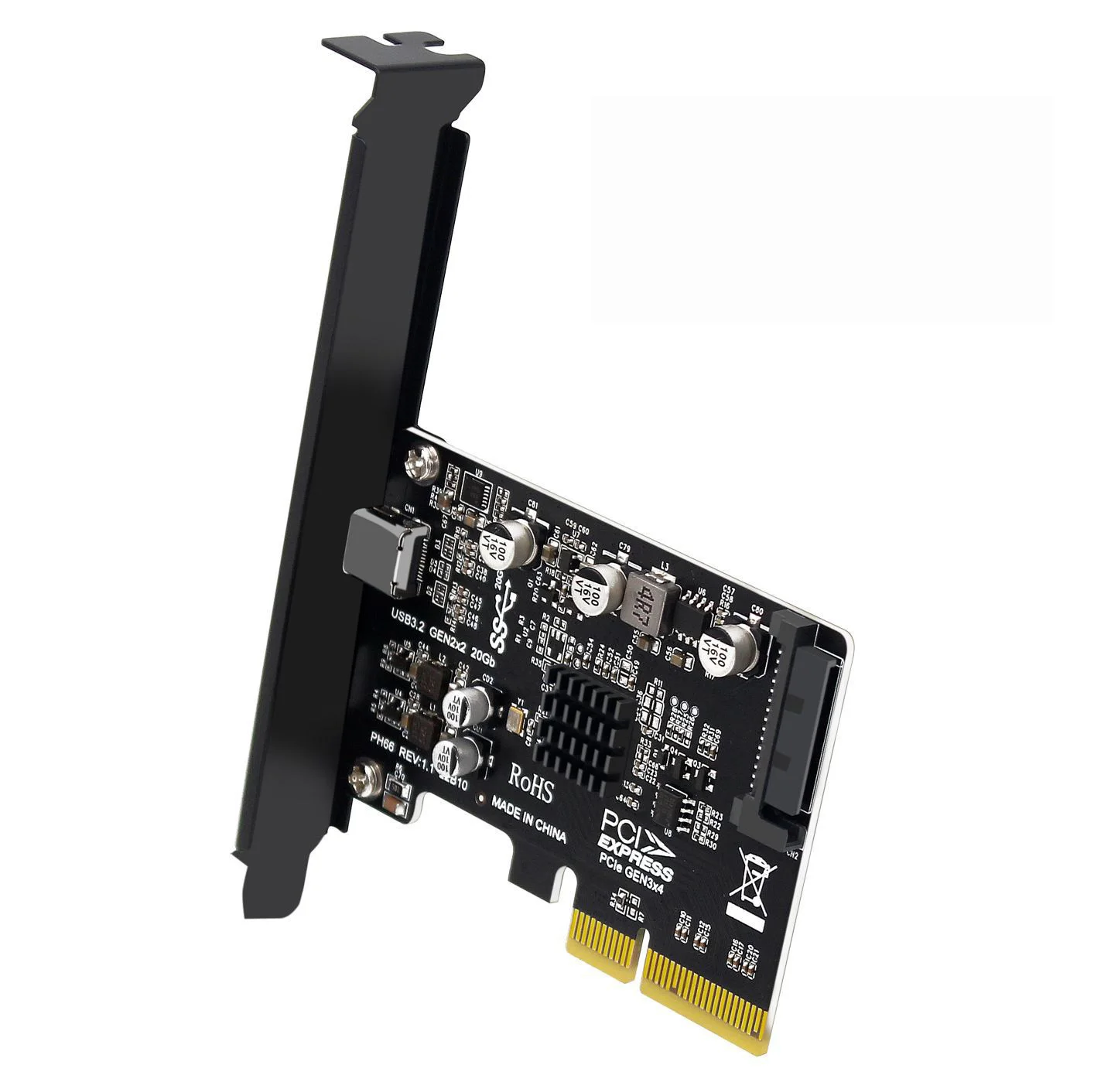 USB-C to PCI-E 4X Express Card Adapter USB 3.2 Gen2 Type-C 20Gbps for Desktop Motherboard