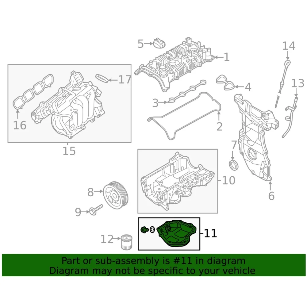 Oliecarter compatibel met voor Nissan voor Kicks 2018 tot 2024 en voor Versa 2020 tot 2023 Metaal Materiaal OEM 111105RB1A