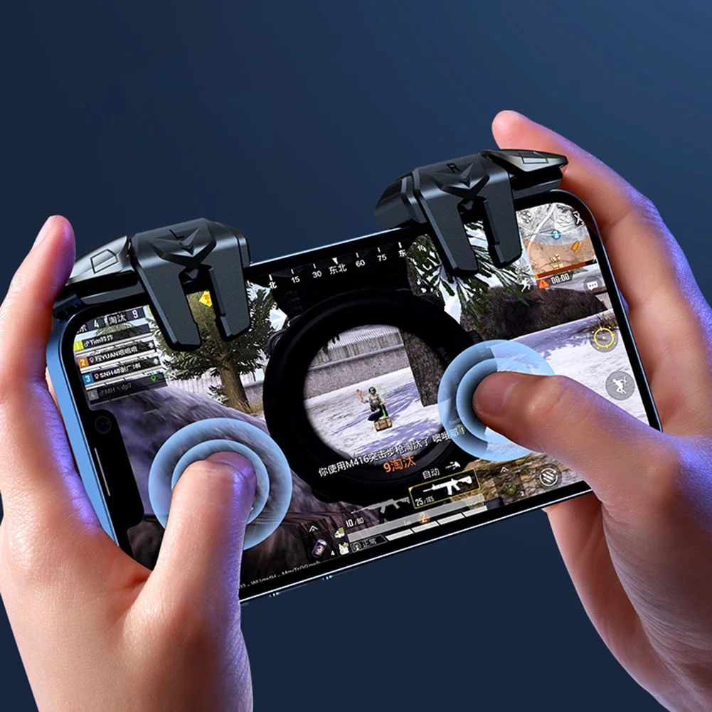 G21 6 إصبع لعبة الهاتف المحمول الزناد ل PUBG الهاتف وحدة تحكم الألعاب الحساسة تبادل لاطلاق النار لعبة الهاتف الزناد الهدف اطلاق النار L1 R1 مفتاح