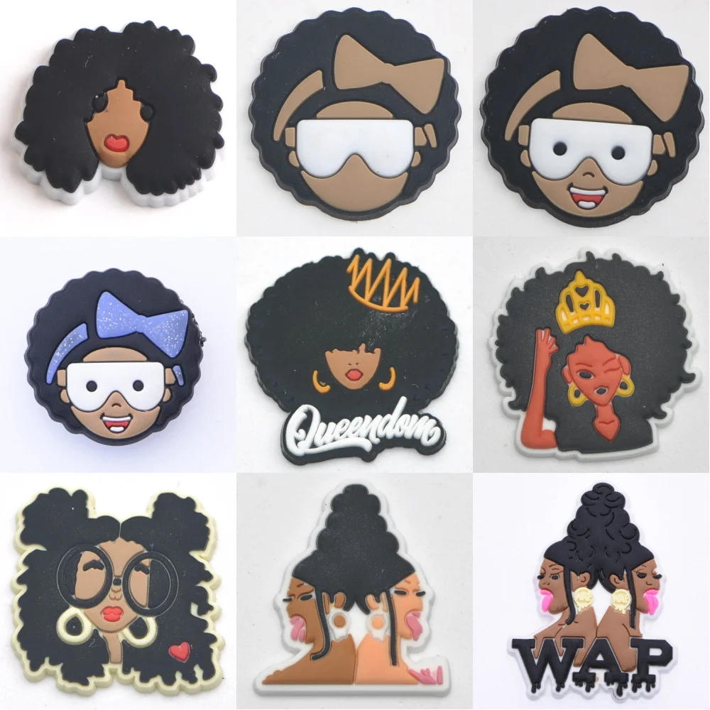 Hot 1pcs Black Kids Cartoon Shoe Decoration Cute Girls Shoe Charms Birthday Gift For Man Women 