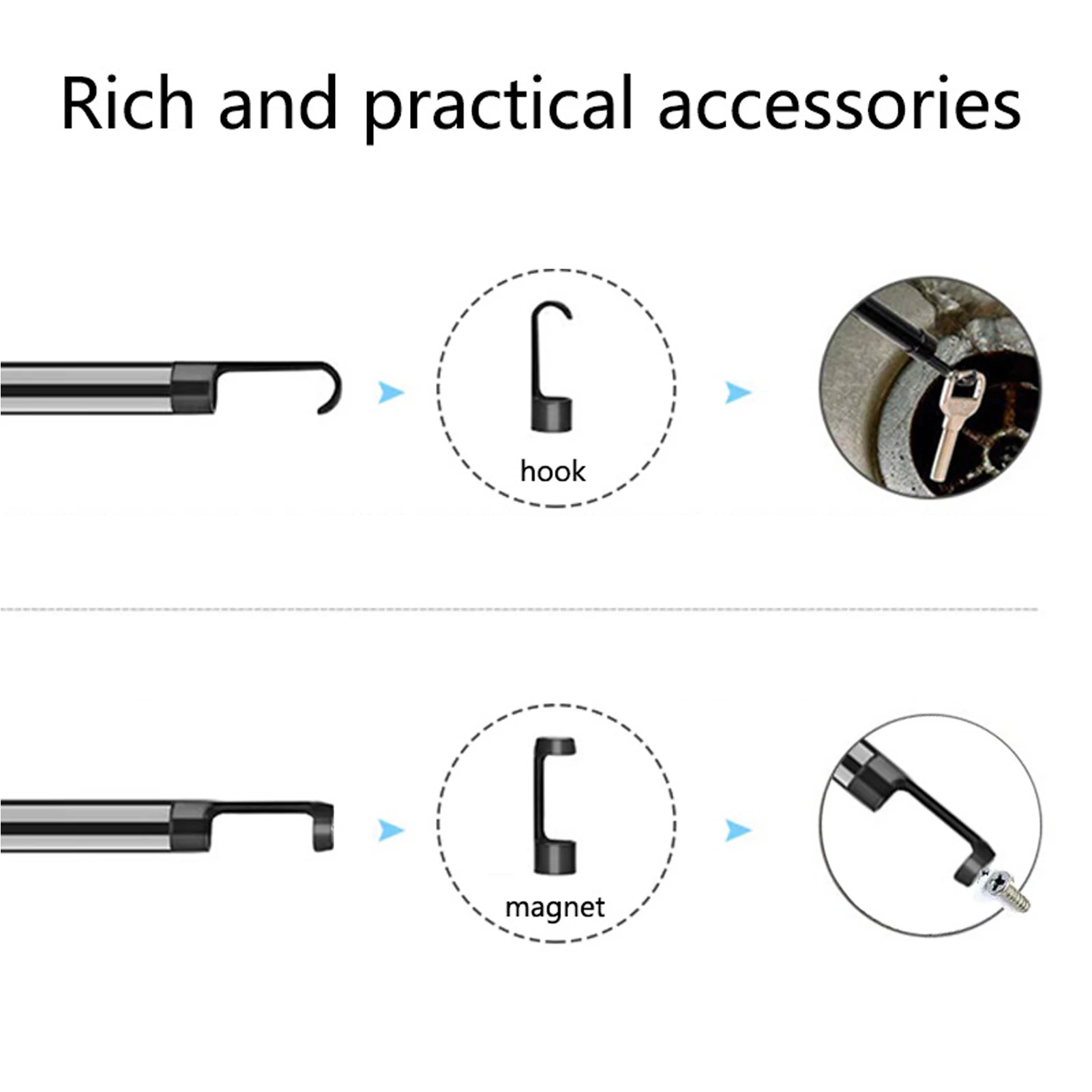 1080P Borescope Sewer Dual Lens Inspection Camera with 8 LED Lights and 3 Brightness 180° Rotating Camera with 32GB Memory Card