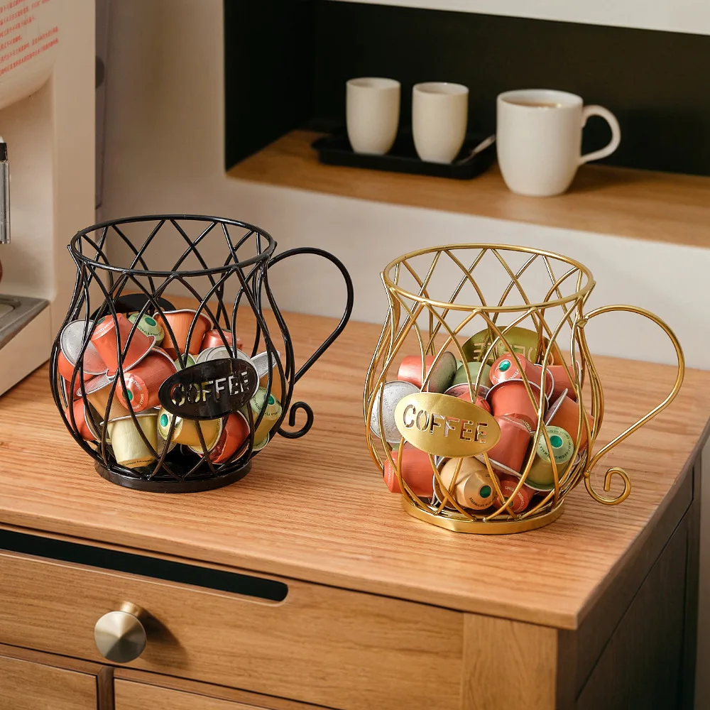 

Iron Coffee Pod Holder, Open Display Stand for Capsules & Creamers, Cafe Counter Organizer, Rustic Home Bar Storage Shelf