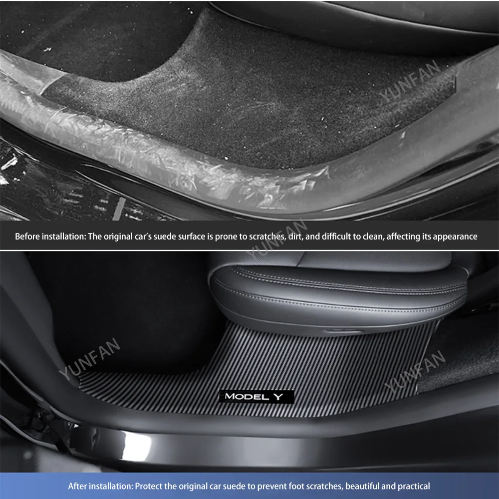 For Tesla New Model Y Juniper 2025 ABS Front Rear Door Sill Protector Threshold Strip Anti-kick Guard Panel Pad Accessories